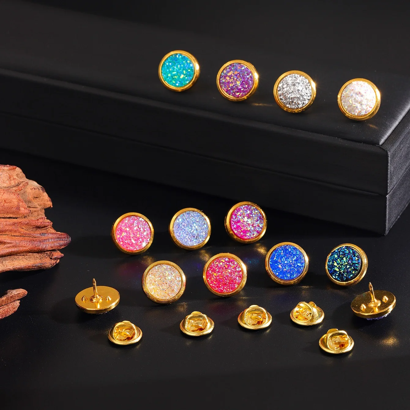 New small version round brooch colorful shiny, anti-light fixed clothes hat suit shirt with accessories