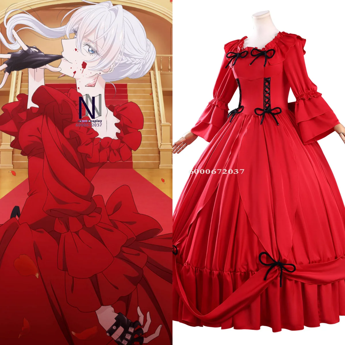 

May I Ask for One Final Thing Cosplay Costume Anime Scarlet Role Play Clothes Pretty Red Dress Outfit Women Comic Con Halloween