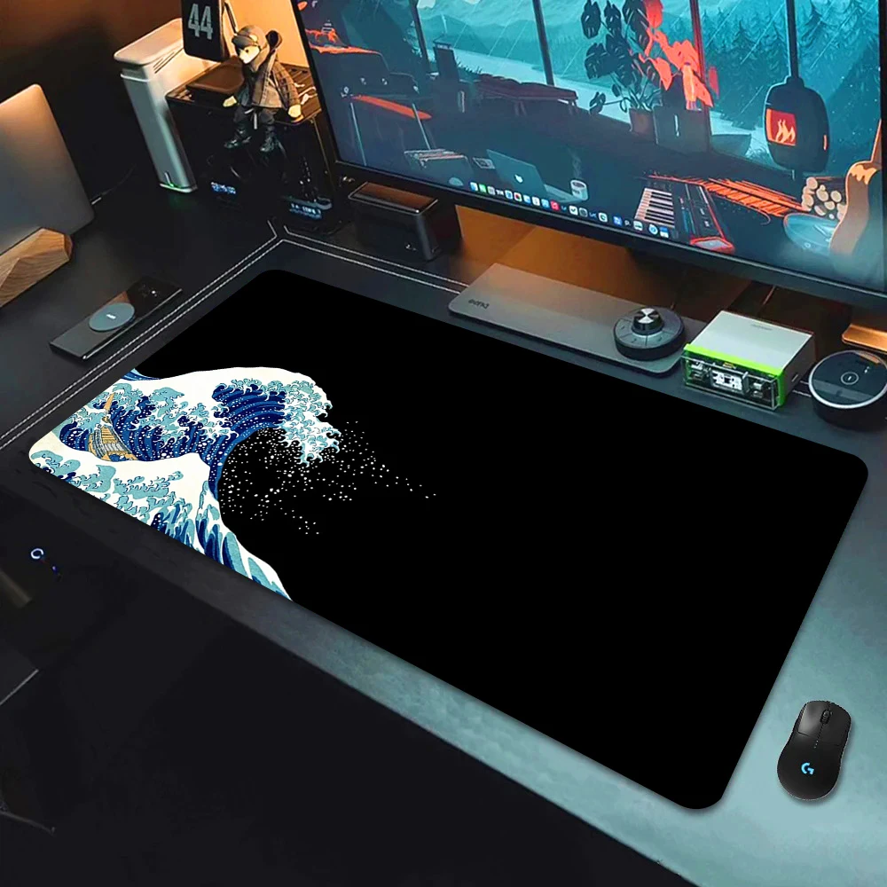 

Японский коврик для мыши Black Waves, профессиональный коврик для геймеров, для скоростной игры на ПК, резиновый коврик для клавиатуры, ноутбука, настольный коврик, коврик для мыши