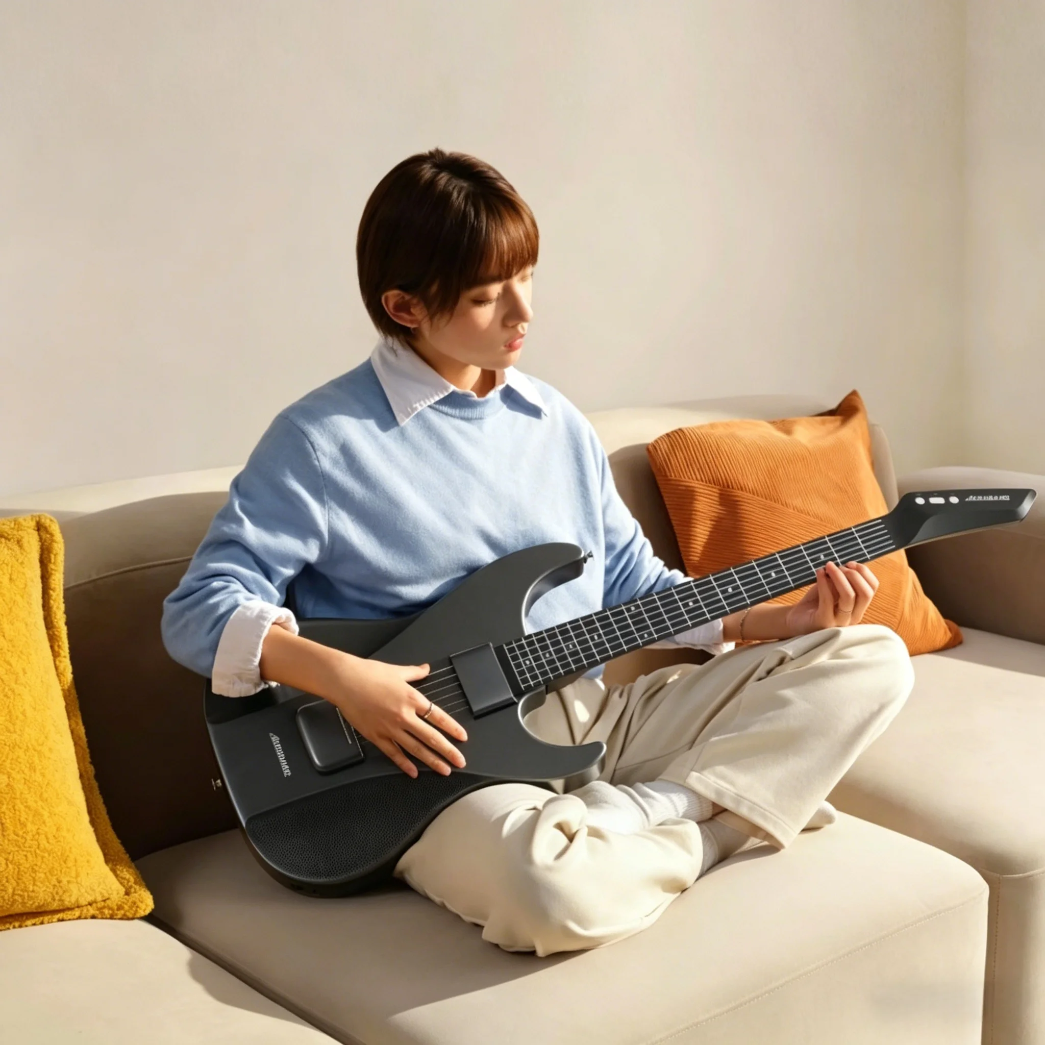 AeroBand Guitar Electric Guitar Pain-Free Silicone String All-in-One 9 Sound Styles Acoustic Bass With Speaker Microphone