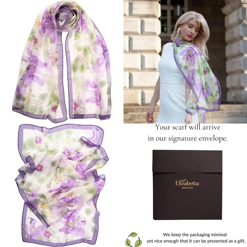 

Длинные модные шарфы из 100% шелка — итальянское изготовление, элегантный стиль, идеально подходят для женщин