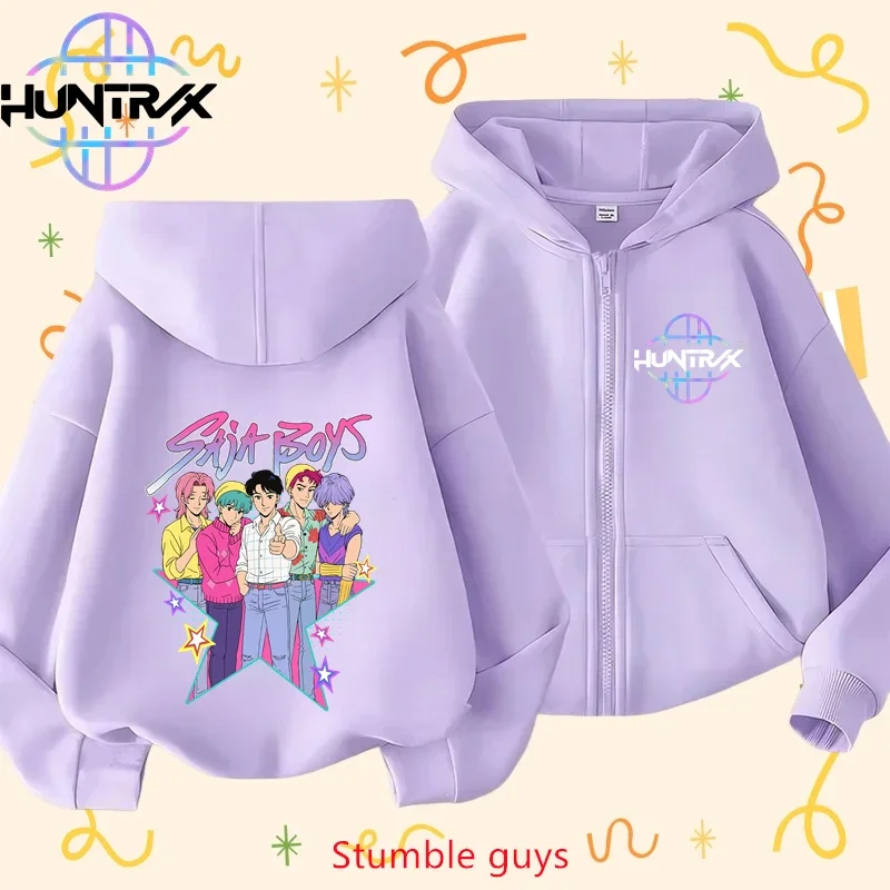 

Kids Anime Zip Hoodie Spring Autumn Kpop Demon Hunters Lightweight Boys Girls Clothes Picnic Wear