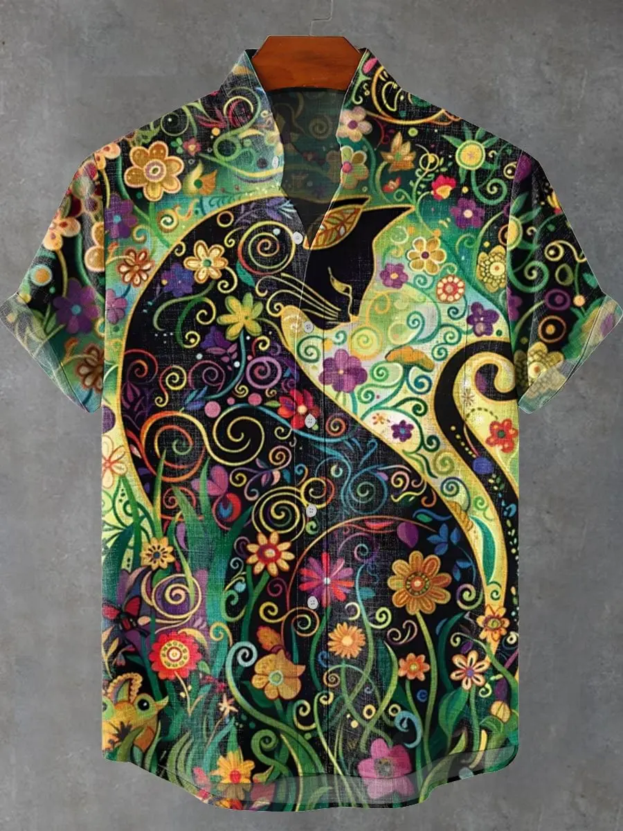 

New Fashion Harajuku Casual Folding Shirt Men's Shirt Whale 3D Printed Summer Short Sleeve Men's Shirt