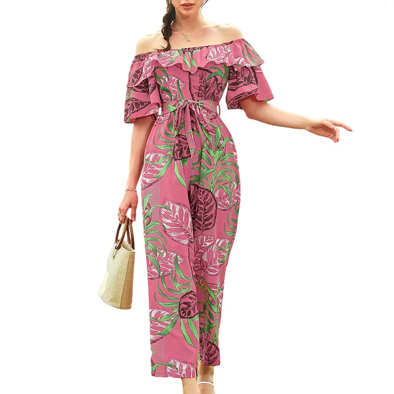 Dameskleding Lente En Zomer Vrijetijdsmode Comfortabele Jumpsuit Damesshirt Strandpak Gebroken Bloemenbroek Rok