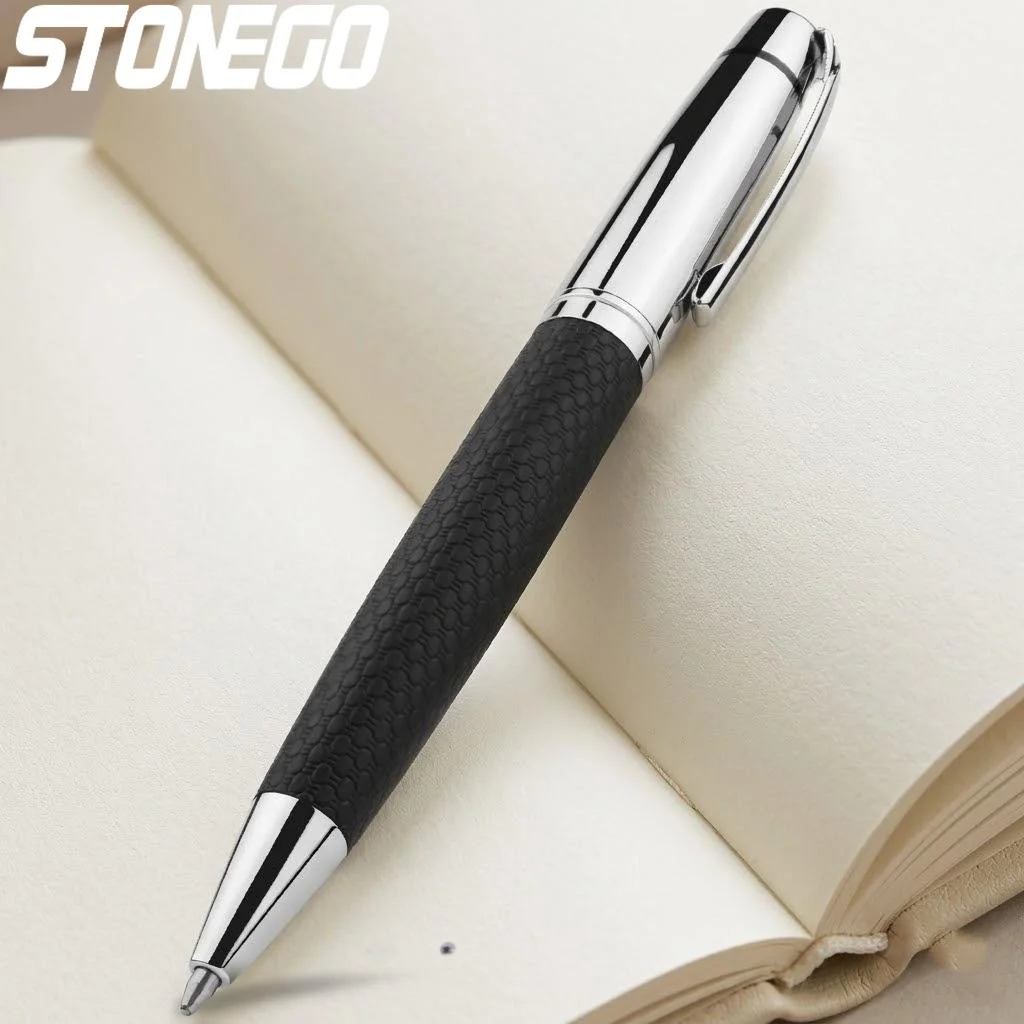 Smooth Writing Retractable Rollerball Pen Anti Slip Elegant Executive PU Leather Ballpoint Pen Office Supplies Stationery