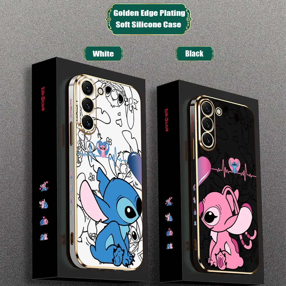 Disney Love Lilo Stitch Angel Case For Samsung Galaxy Note Ultra 20 10 9 8 Plus A15 A14 A13 A05 S M62 M53 M51 M33 M32 M31 Cover