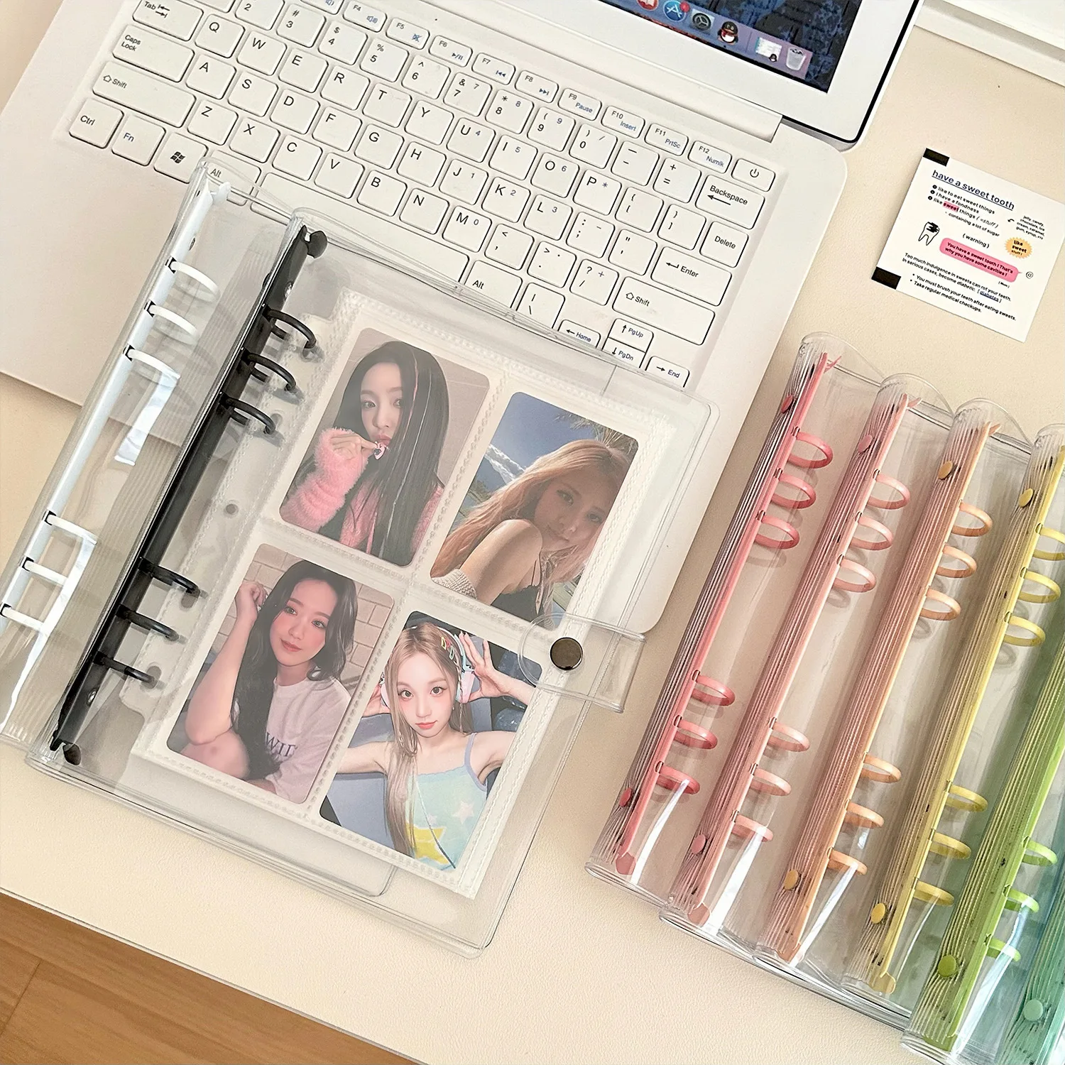 A5 PVC Transparent Round Ring Binder Binding Cover LOMO Card Storage Album 3-5-7-inch Grid Idol Photocards Collection Fans Gifts