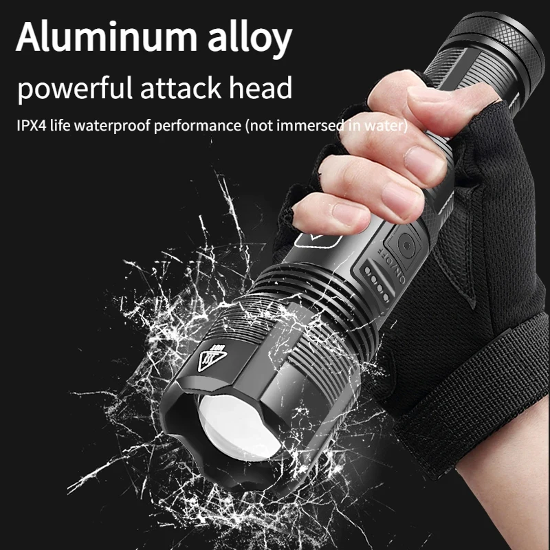 Portable 4 Core Led Flashlight Aluminum Alloy XHP70.2  XHP50.2 Usb Rechargeable Zoomable Lantern 18650 AAA Battery Hunting Torch