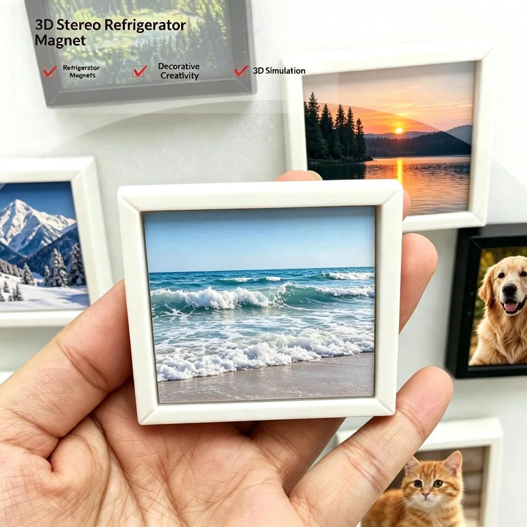 Custom Resin Photo Frame Fridge Magnet 3D Magnetic Sticker Mini Decorative Accent for Kitchen &