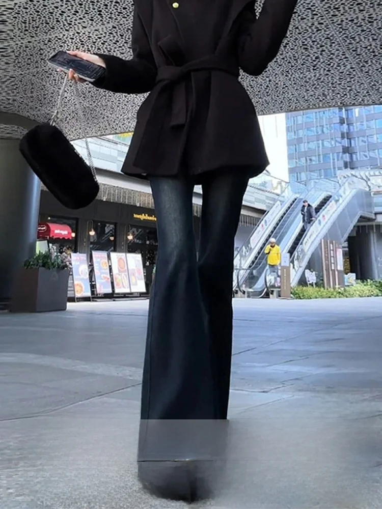 

Джинсы женские с высокой талией в американском уличном стиле, синие, широкие штанины, осень-зима 2026, новинка