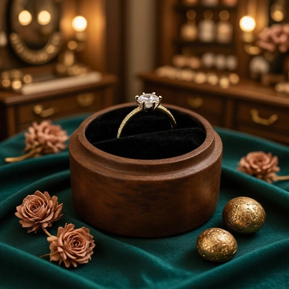 

High-quality Round Shape Ring Display Case Elegant Vintage Ring Storage Case Luxury Wedding Rings Box Valentine's Day