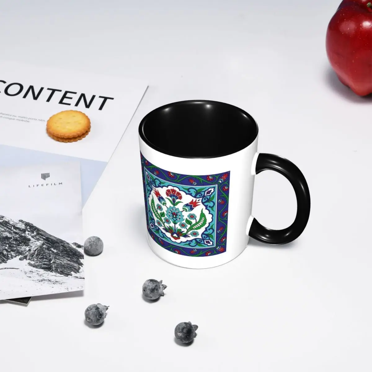 Turkish Tile Pattern Vintage Iznik Cer Mug Funny Ceramic Coffee Cups Tea Mugs Milk Cup Drinkware Gift for Woman Man