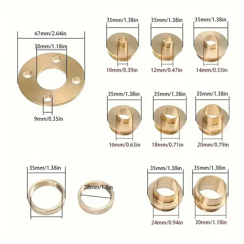 Boccola in rame puro lavorazione del legno bachelite fresatura campione calibro bordo rifilatrice strumenti di manutenzione piastra invertita