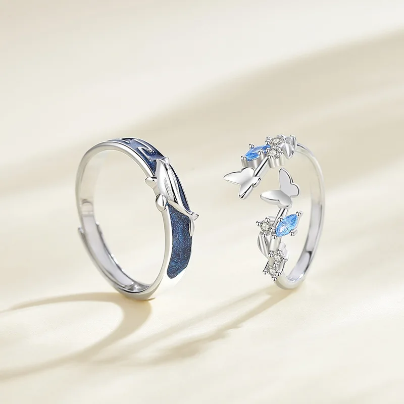 New Hot Selling Silver Color Butterfly Whale Fashion Couple Open Rings Free Shipping Everything JZ0154