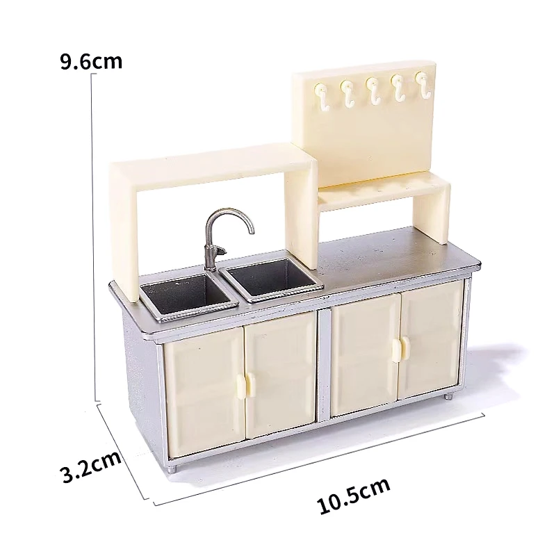 1:12 ミニチュア DIY ドールハウス キッチンコンソール、鍋とガスコンロ付き、ドール家具セット、ミニキッチンおもちゃ