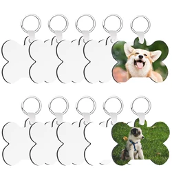 Sublimation Blank Keychains bone shape Transfer Keychains Double Sided Sublimation Key Chains pet tag big dog cat tag 10pcs