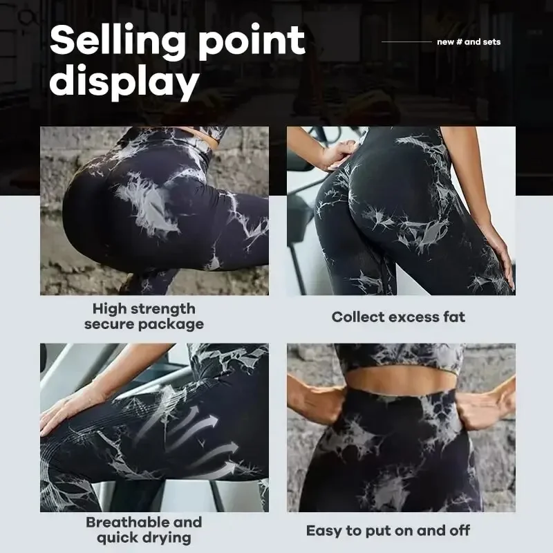 Mulheres sem costura tie dye calças de yoga cintura alta elástica leggings pêssego nádegas correndo calças de fitness esportes calças casuais