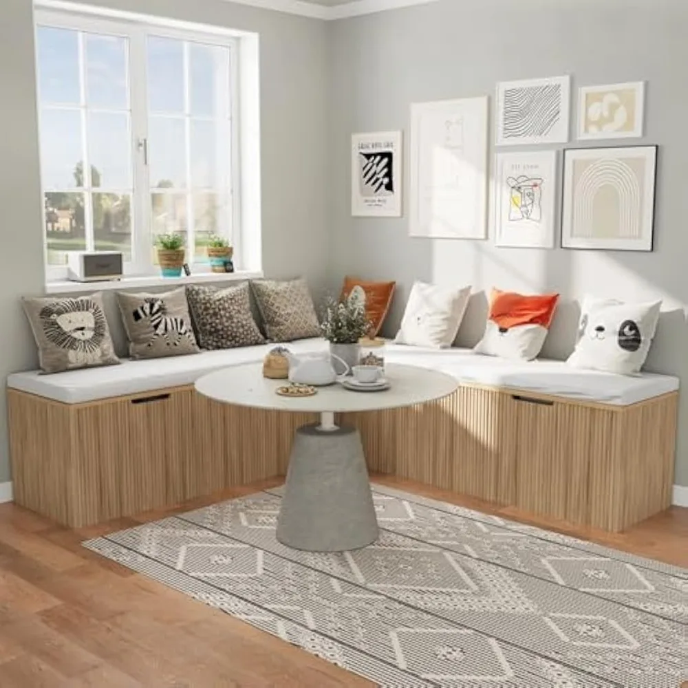 مقعد تخزين زاوية مع وسادة لتناول الطعام في المطبخ #4