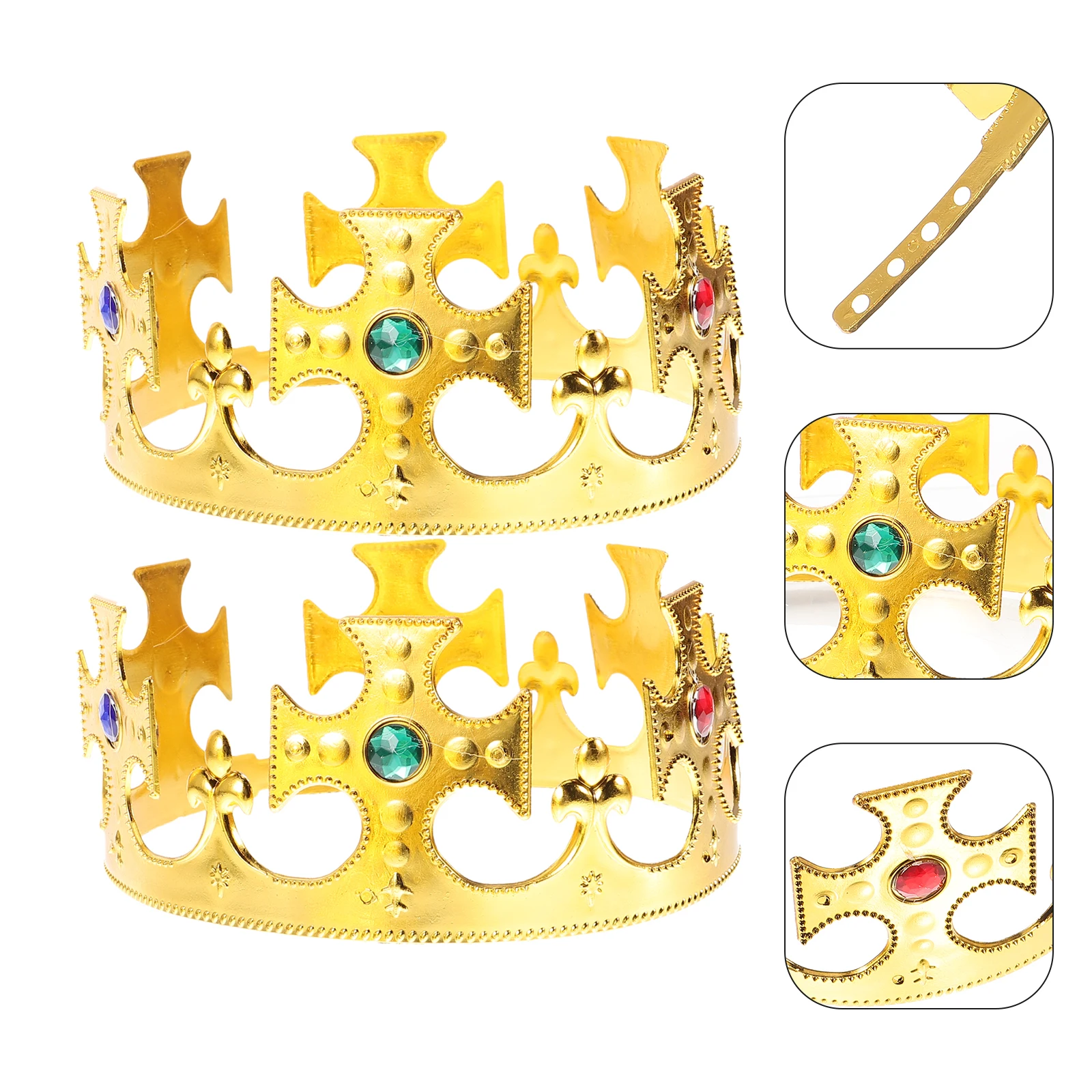 

2 pcs Plastic Electroplating Crown Retro Finish Halloween Party Prop Prom Medieval Theme Queen Costume Accessories Royal