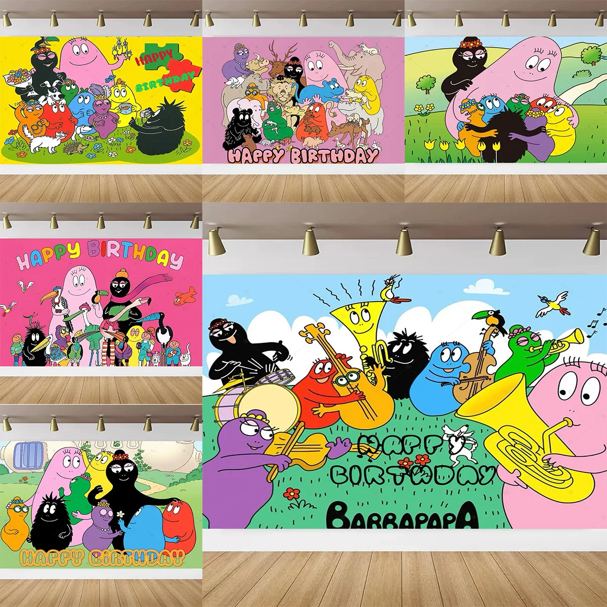 

BarbapapaTheme Party Decoration Backdrop Kids Birthday Party Cake Table Decor Banner Baby Baptism Party Supplies