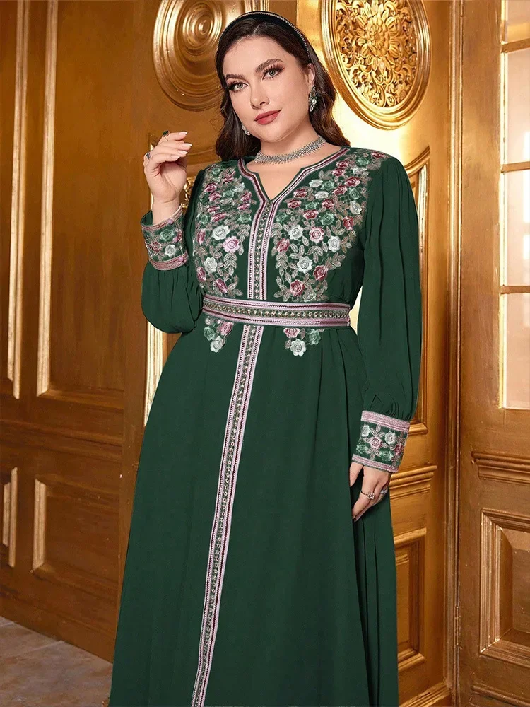 

Eid Djellaba Plus Size Muslim Women Maxi Dress Embroidery Abaya Dubai Kaftan Arabic Robe Caftan Marocain Femme Vestidos Jalabiya