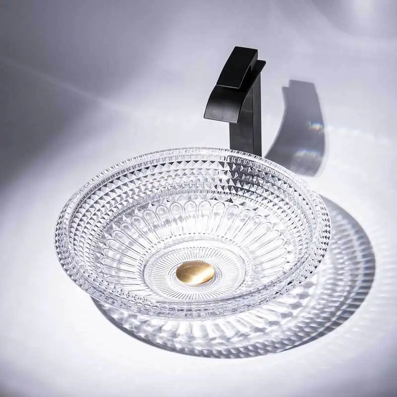 Ya crystal glass wash basin transparent diamond fashion counter basin simple hotel bed and breakfast bathroom basin