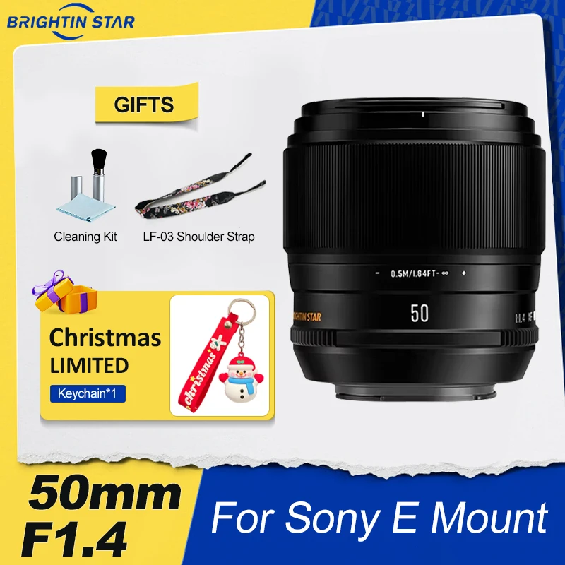 Brightin Star AF 50mm F1.4 APS-C Auto Focus Prime Standard Length Lens for Sony E Fujifilm X A7MIV A7RV A7SII XT50 XT3 XS10 PRO