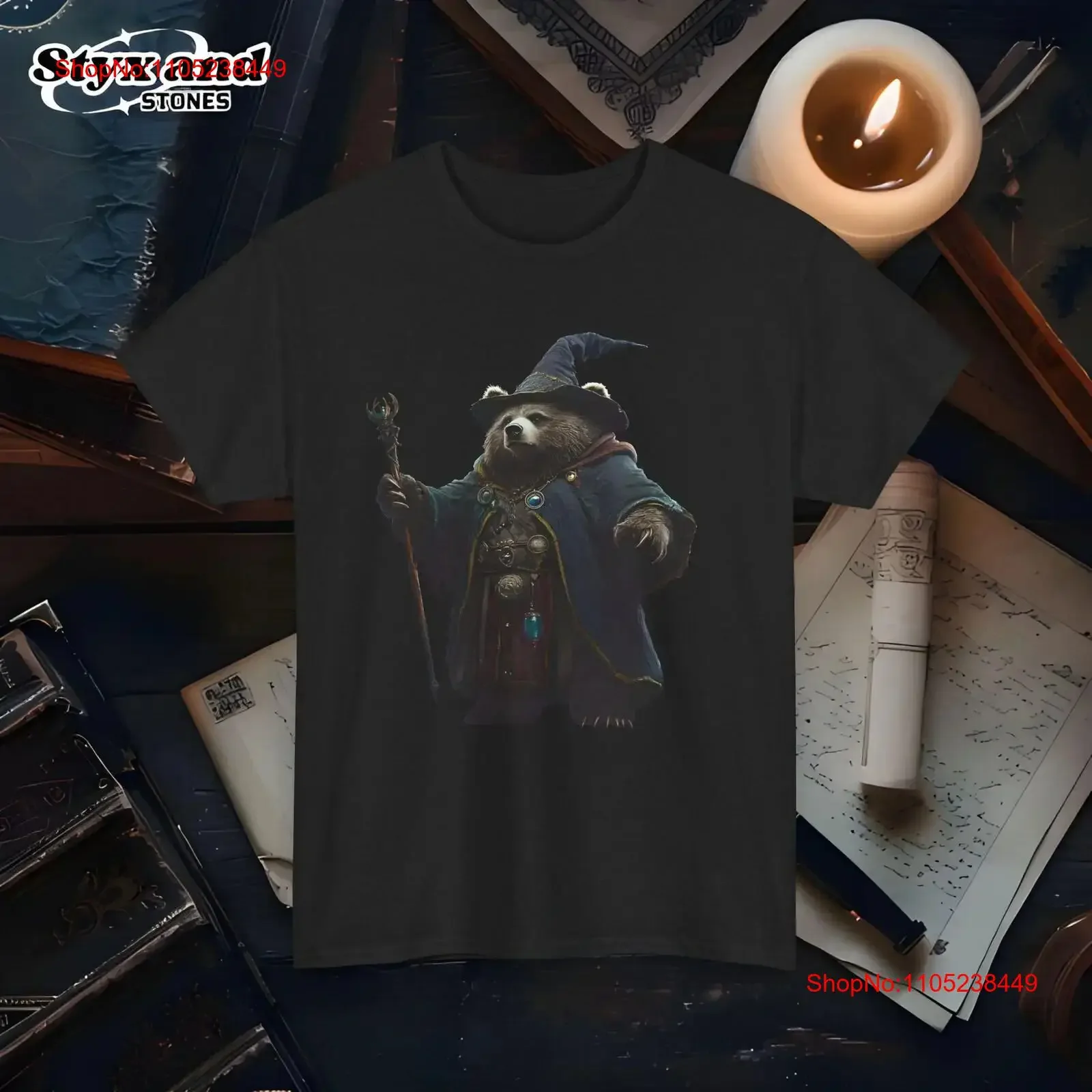 Bear Wizard T Shirt Grizzly Cottage Core Literary Storybook Fairy Magic Cute Animal Lover Fantasy vintage Washed Comfortable