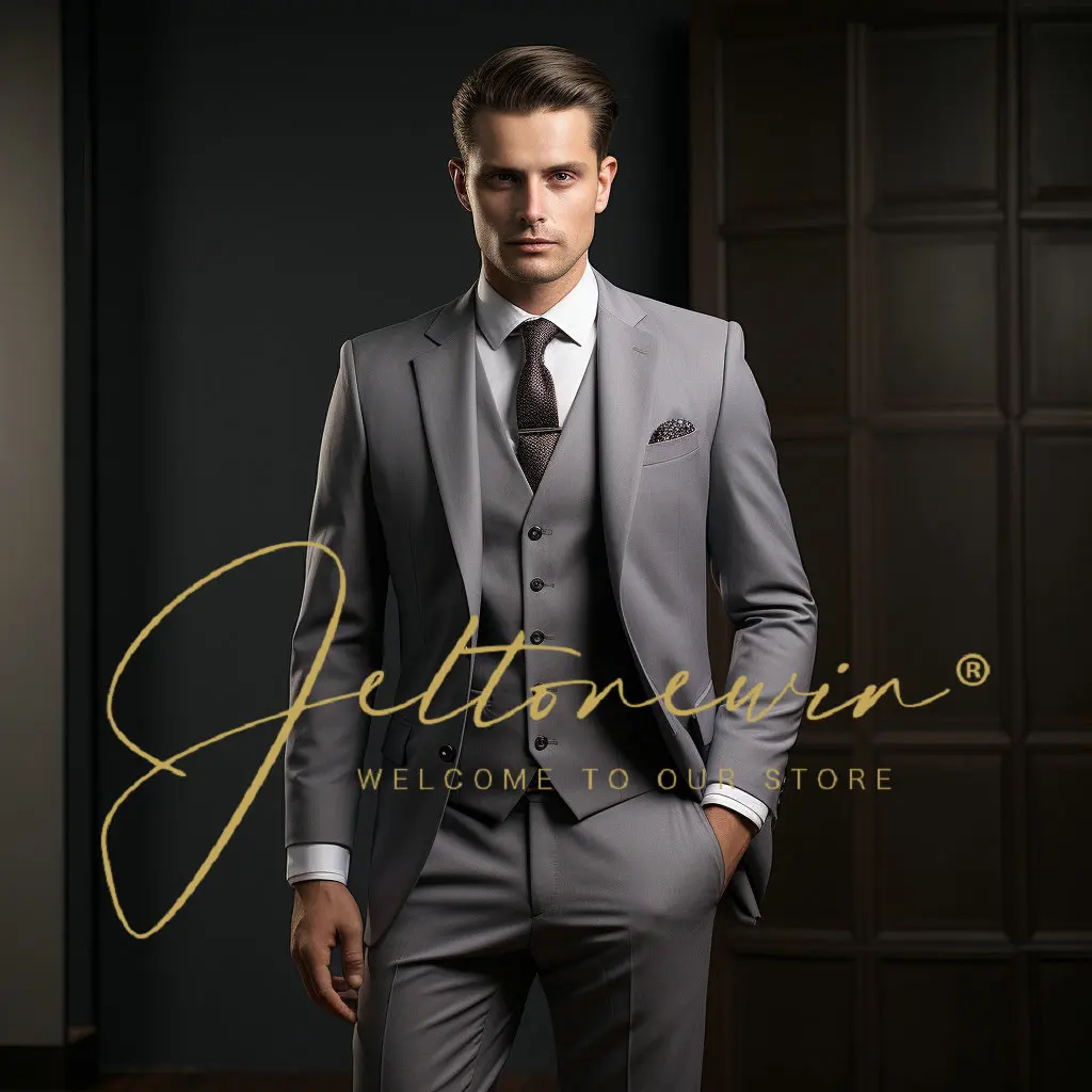 

2024 Solid color (suit+vest+trousers) Men's Business Formal Suit Business Suit Bridegroom and Best Man Terno Masculinos Completo