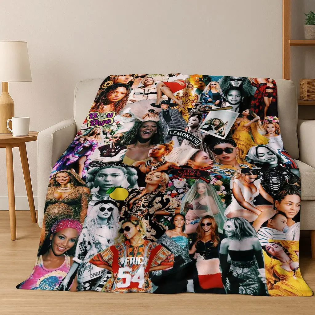 Fashion Pop Music Beyonce Art Flannel Blanket,Cozy Soft Throw Blanket for Home Bedroom Bed Sofa Picnic Office Cover Gift Kid