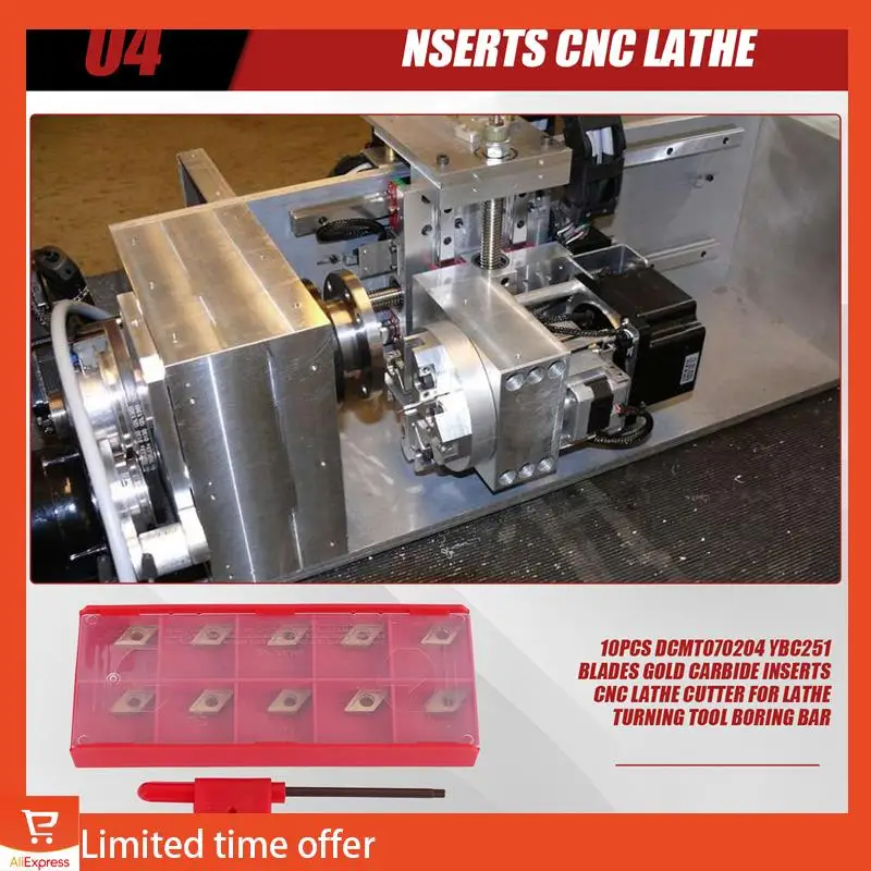 

Fresh 10Pcs DCMT070204 YBC251 Blades Gold Carbide Inserts CNC Lathe Cutter For Lathe Turning Tool Boring Bar