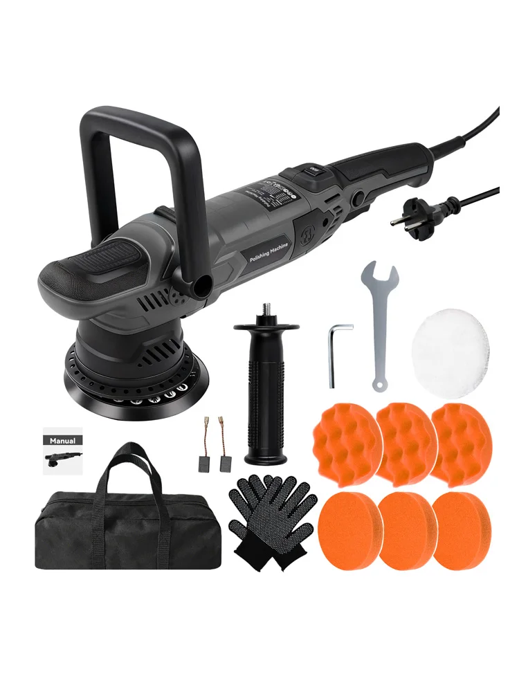 15mm Orbit 1600W Elektrische Auto-Poliermaschine, 220V mit 6 Geschwindigkeitsstufen (600-3600 U/min), 5 Zoll Backup Ergonomisches Doppelgriff-Design