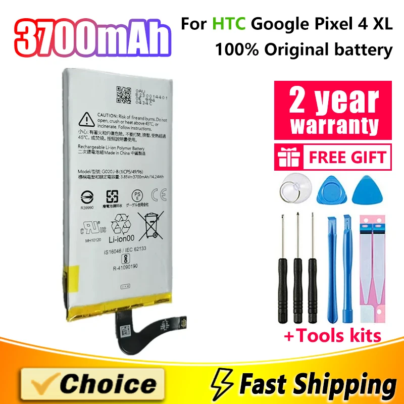 

3700mAh 100% Original Battery G020J-B For HTC GOOGLE Pixel4 XL Pixel 4XL,Brand New Replacement Phone Lithium Battery+Tool