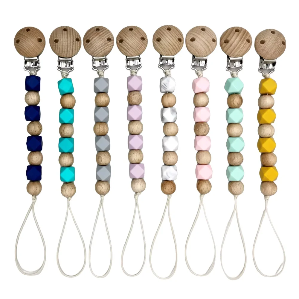 

Шестиугольные силиконовые бусины, цепочка для соски, зажимы для пустышки для младенцев