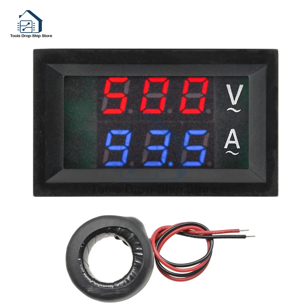 AC 220V 10A 50A 100A Dual Display Voltage Current Meter Detector Tester LED Voltmeter Ammeter Tester Detector With Transformer