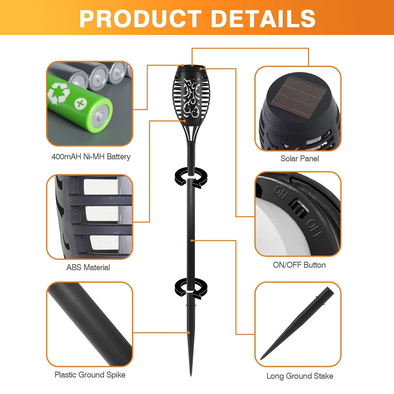 أضواء الشمسية في الهواء الطلق LED 4/6/812 قطعة أضواء الشعلة الشمسية مع لهب الخفقان مقاوم للماء حديقة الديكور مسار الحديقة ساحة الفناء