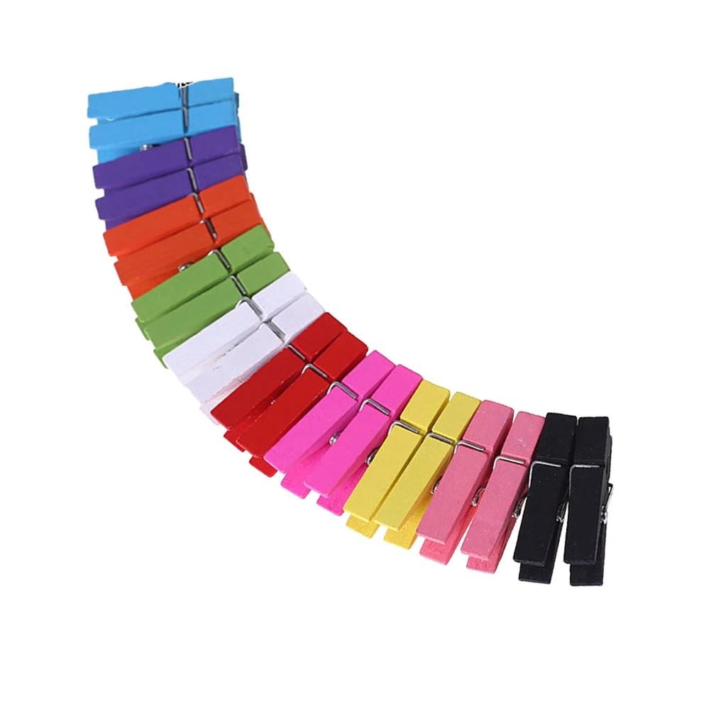

100 Pcs Wooden Clips Colorful Clothespins Photo Paper Pegs Craft Project Home Decoration Holiday Item Eco Friendly Natural Wood