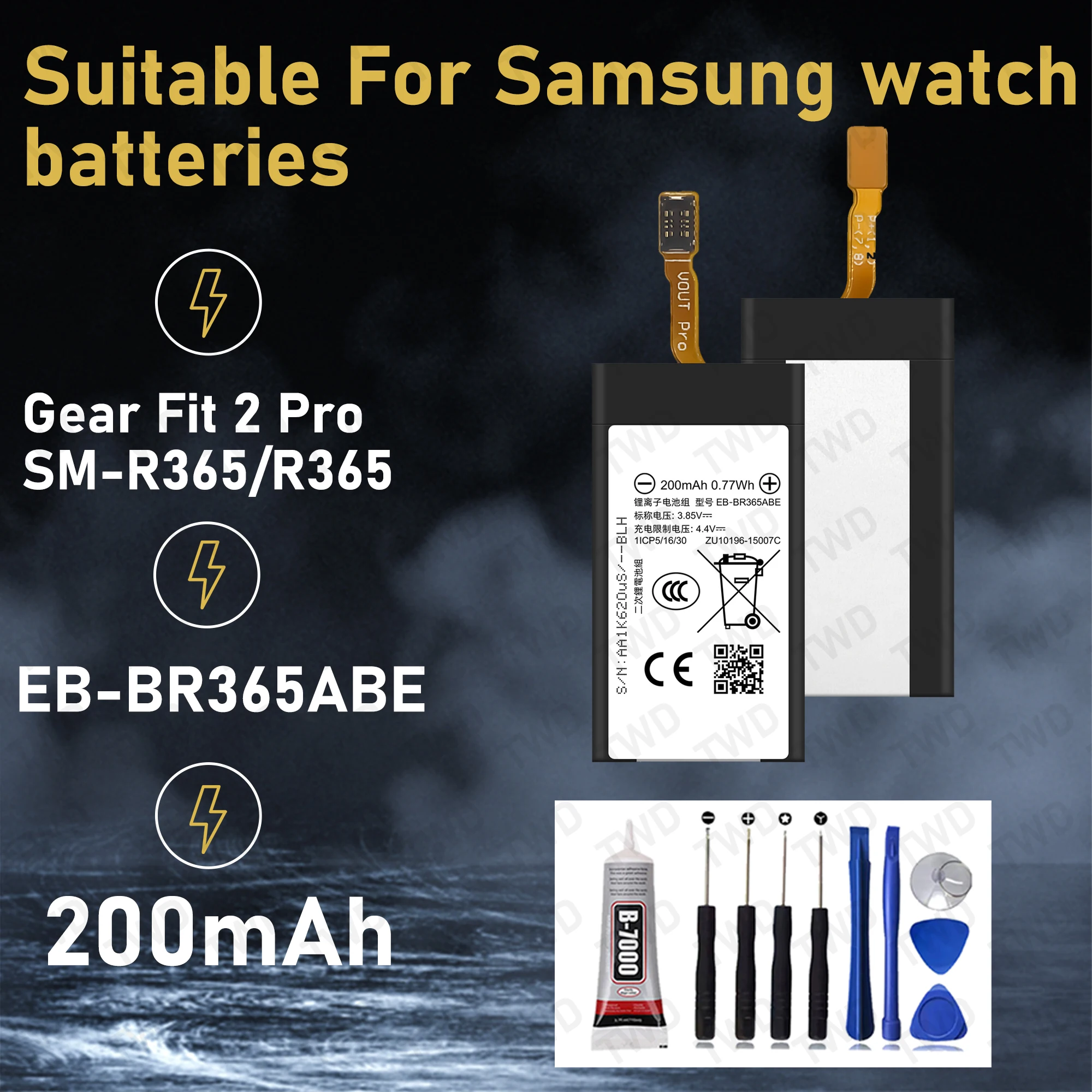 EB-BR365ABE Large capacity Battery For Samsung watch Gear Fit 2 Pro/SM-R365/R365 Batteries New High Quanlity+Free Tools