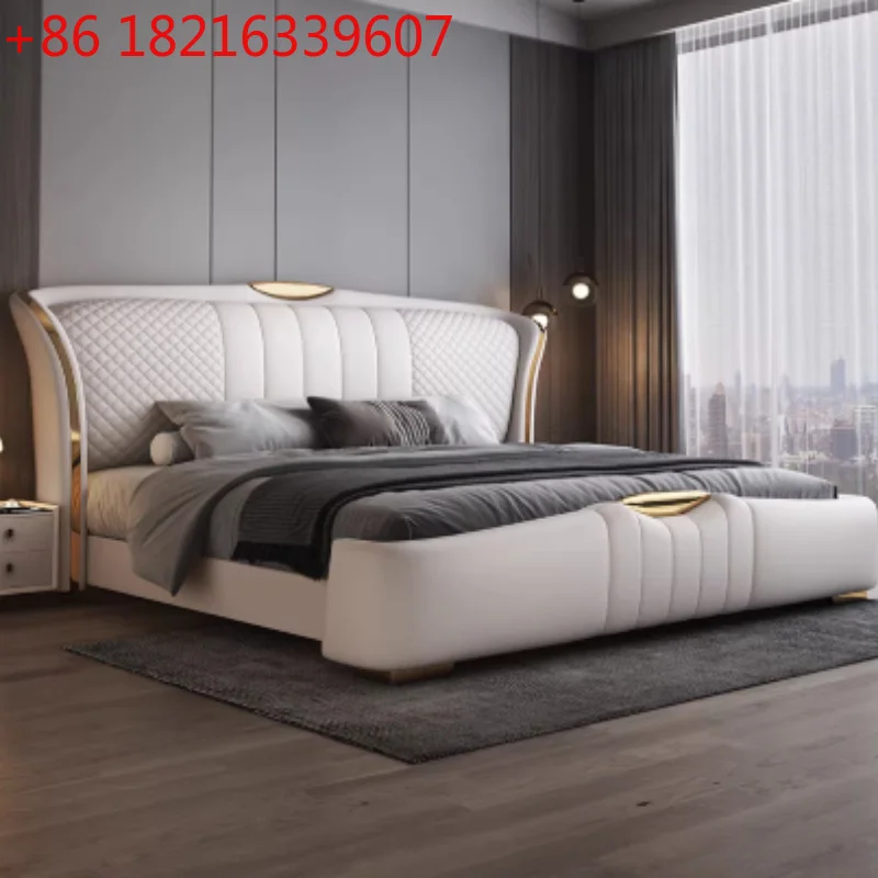 YAO Italian Beige Comforter Bed Frames Luxury Modern King Size Monster Double Bed Headboards Storage Lozko Sypialniane Furniture
