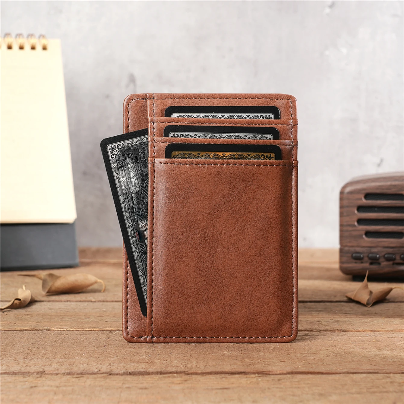 Genuine leather wallet Multi-Card Universal Bank Card Credit Card ID Card Holder Travel Card with Engraving wallet For Gifts