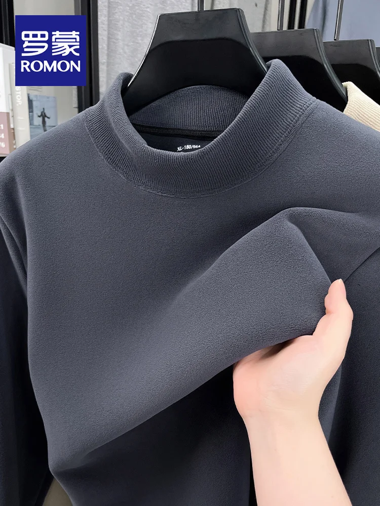 

Теплая термо-футболка с высоким воротником из двустороннего вельвета для мужчин, модная повседневная зимняя кофта с длинным рукавом