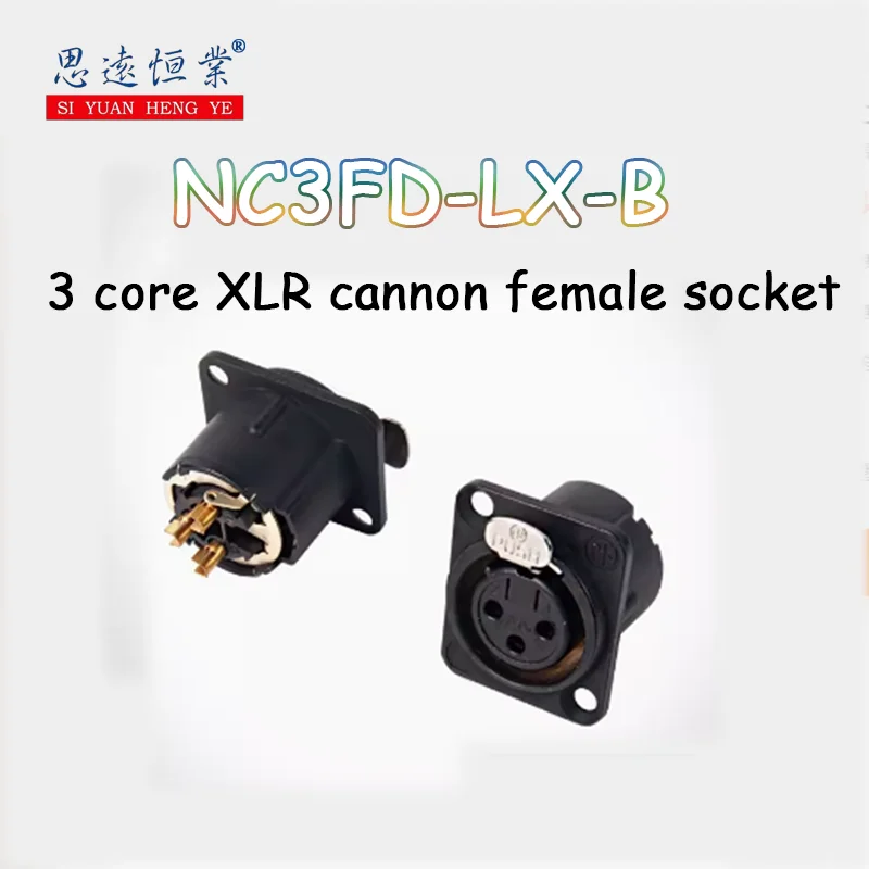 

1PCS NC3FD-LX-B Black gold plated balanced three-core XLR Cannon female socket