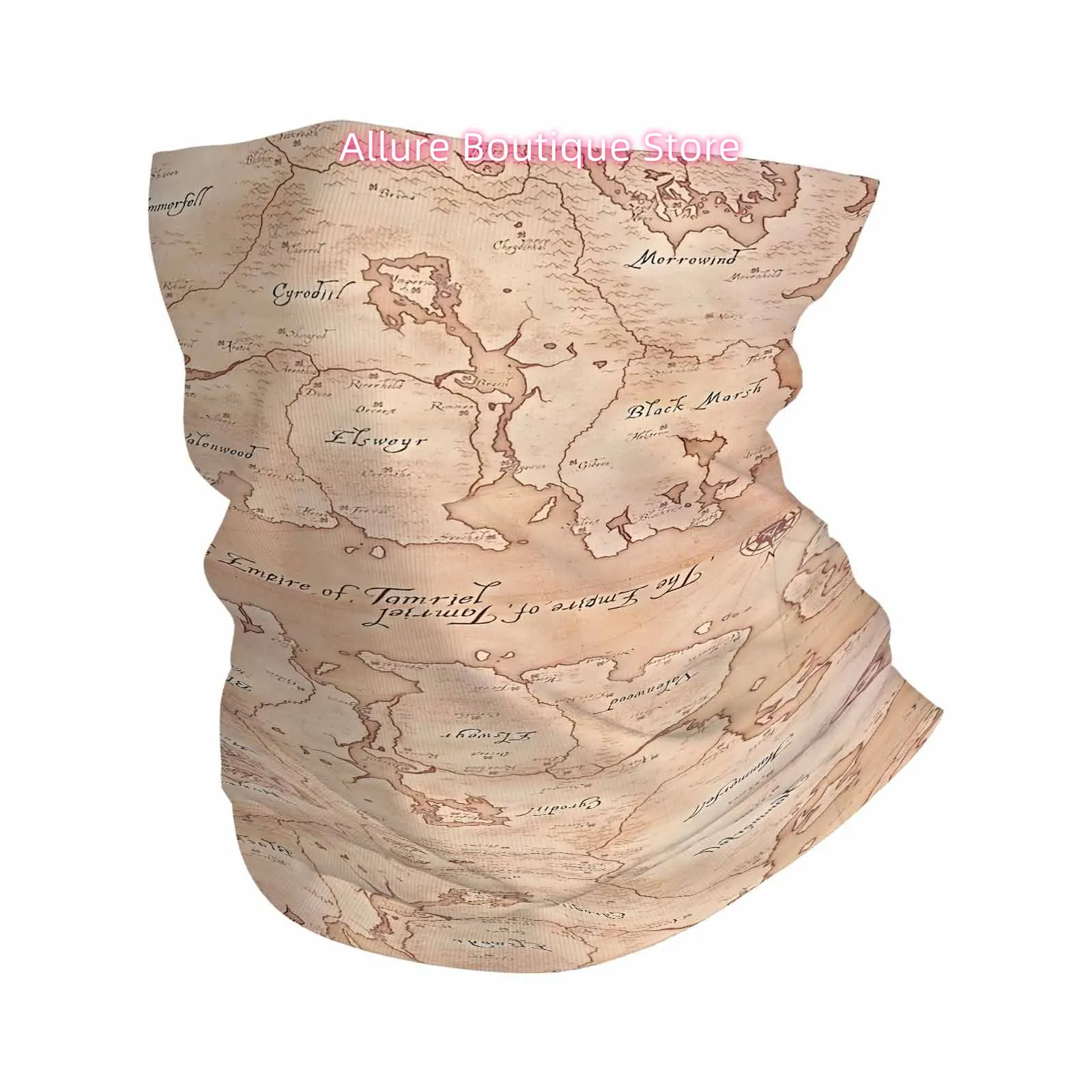 Vintage Map, Detailed Cartography, Fantasy World Novel Design Multi Functional Print Scarf Suitable Outdoor Men Women Unsix Mask