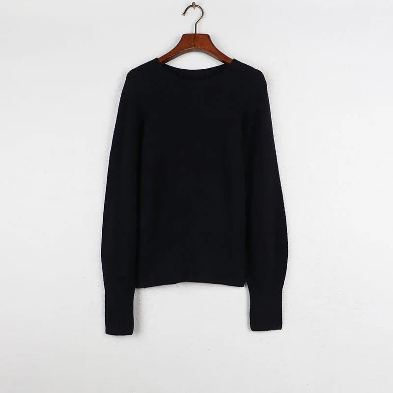 Sweter damski Sunine Home, długi rękaw, okrągły dekolt, dzianinowy, duży rozmiar, casualowy, czysty styl, e-commerce, moda zimowa.