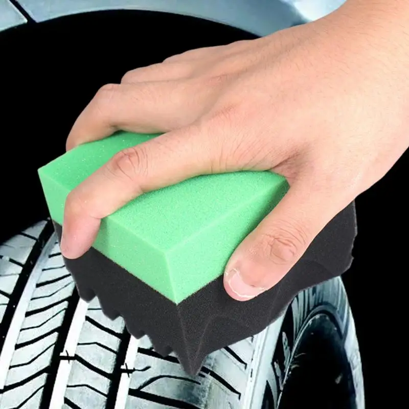 Tire Dressing Applicator Car Cleaning Sponge Ergonomic Handle Reusable Foam Wax Pad Wave Design Brush For Coating Application
