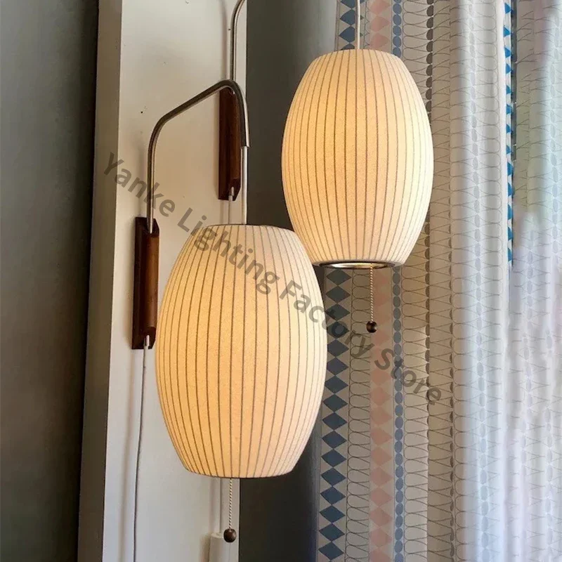 Italian Silk Wall Lamp Minimalist LED E27 Flying Saucer Decorative Light Bedroom Bedside Living Study Tea Room Wall Lighting