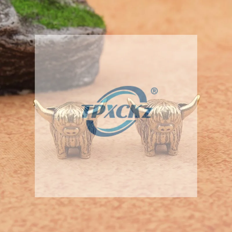 1Pc Solid Brass Highland Cow Figurine With Fine Craft Retro Appearance Perfect For Home Desk Decoration Small Gift