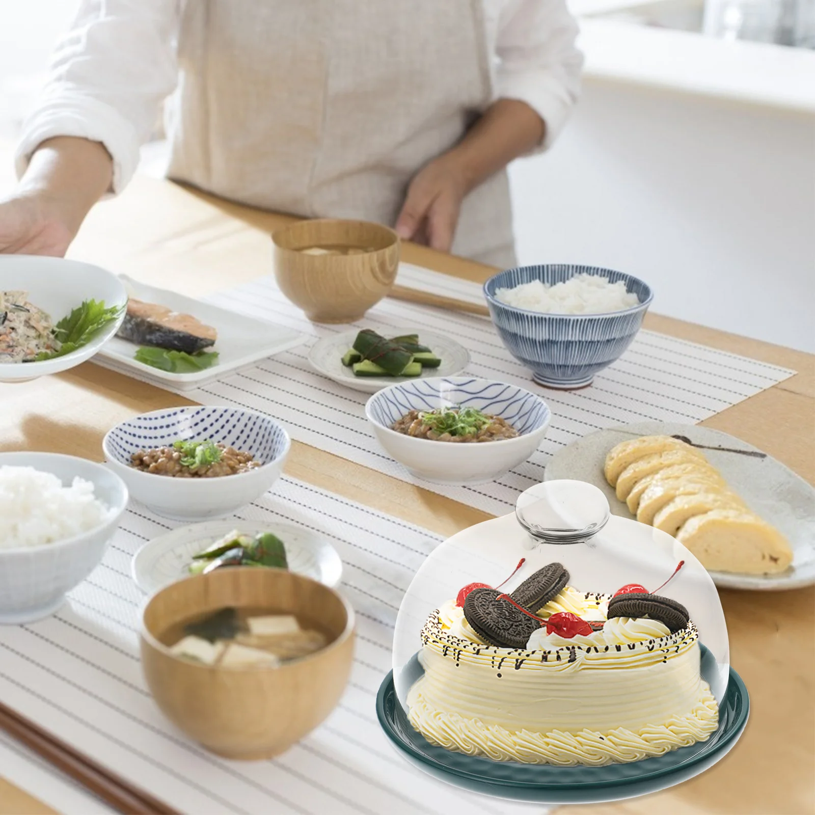 

1Set Nordic Green Cake Dessert Plate High Transparency Glass Storage Tray Food Display Plate Bread Tray Party Supply for Kitchen