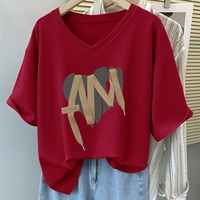 Plus Size 6XL 150KG Summer Harajuku Women's Cotton T-shirt Short Sleeve V Neck Lady Tops Big Large Size T Shirt Woman Clothing
