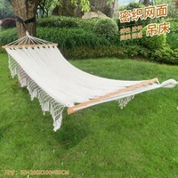 Outdoor Camping High Load Bearing Hammock Tassel Canvas Garden Swing Chair Hanging Bed Foldable Out/Indoor Hanging Hammock